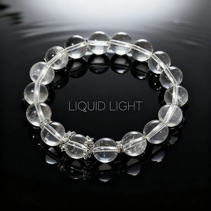 Pure Clear Quartz Energy Bracelet with Silver Charms – Genuine Crystal Healing Jewelry