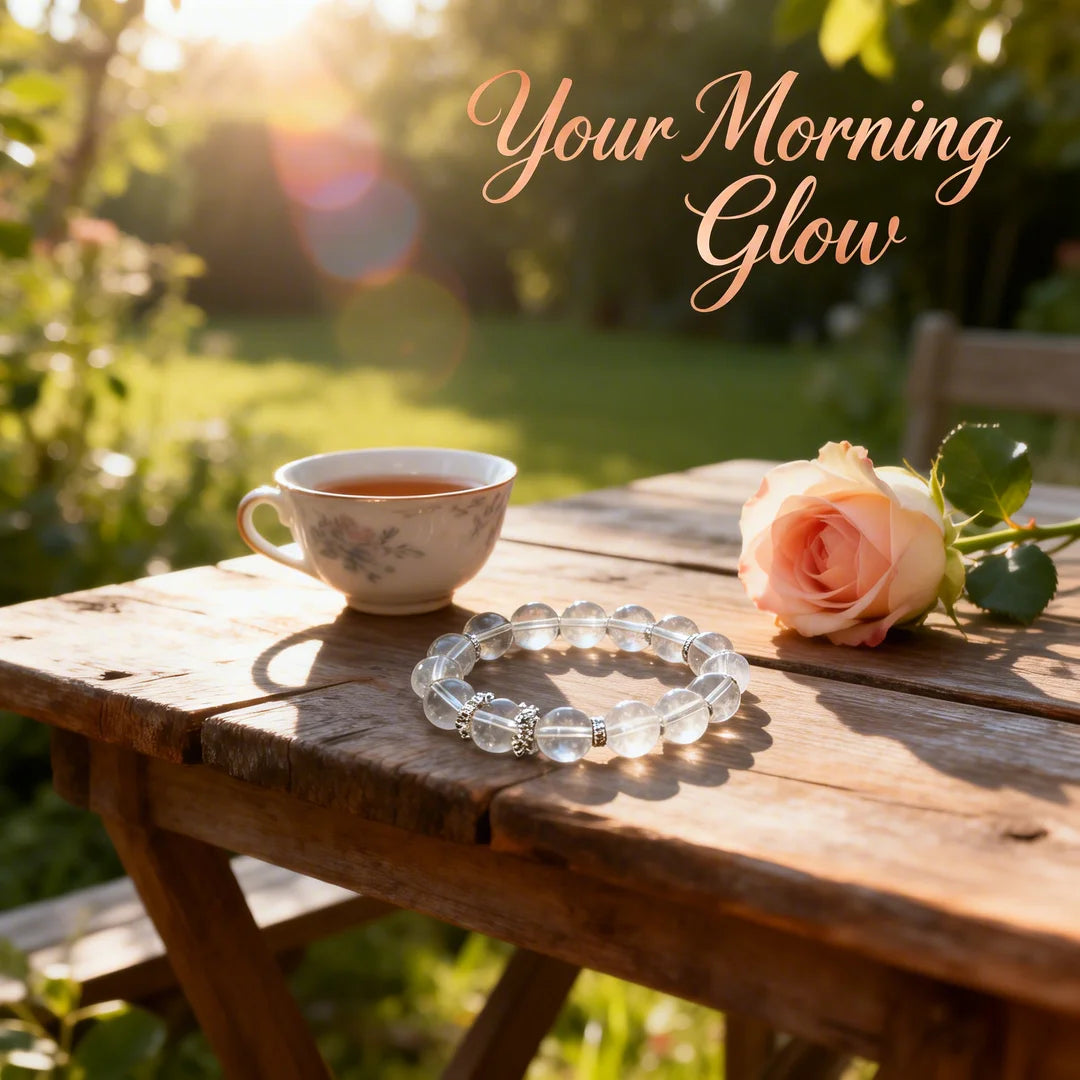 Pure Clear Quartz Energy Bracelet with Silver Charms – Genuine Crystal Healing Jewelry