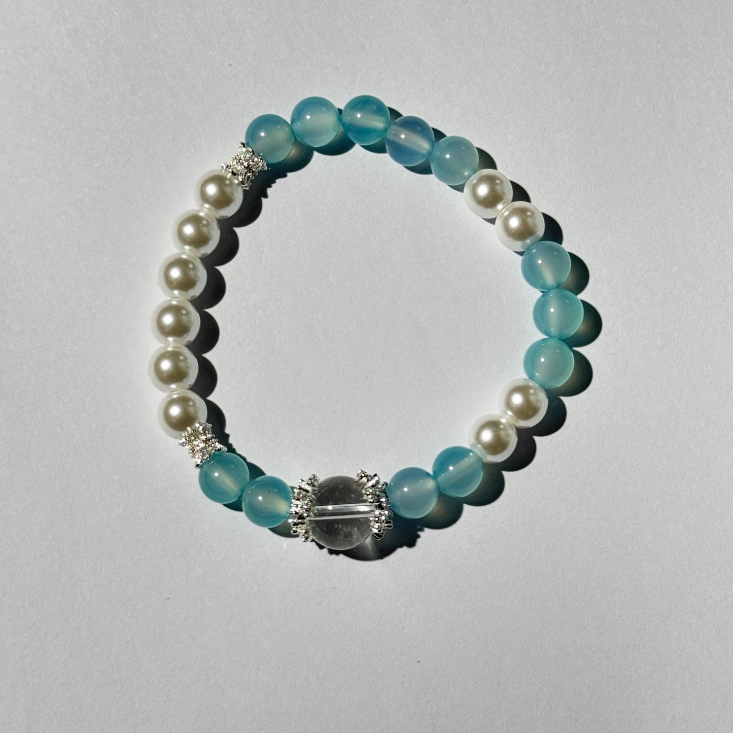 Ocean Serenity Bracelet - Blue Chalcedony, Pearl & Crystal Energy Jewelry