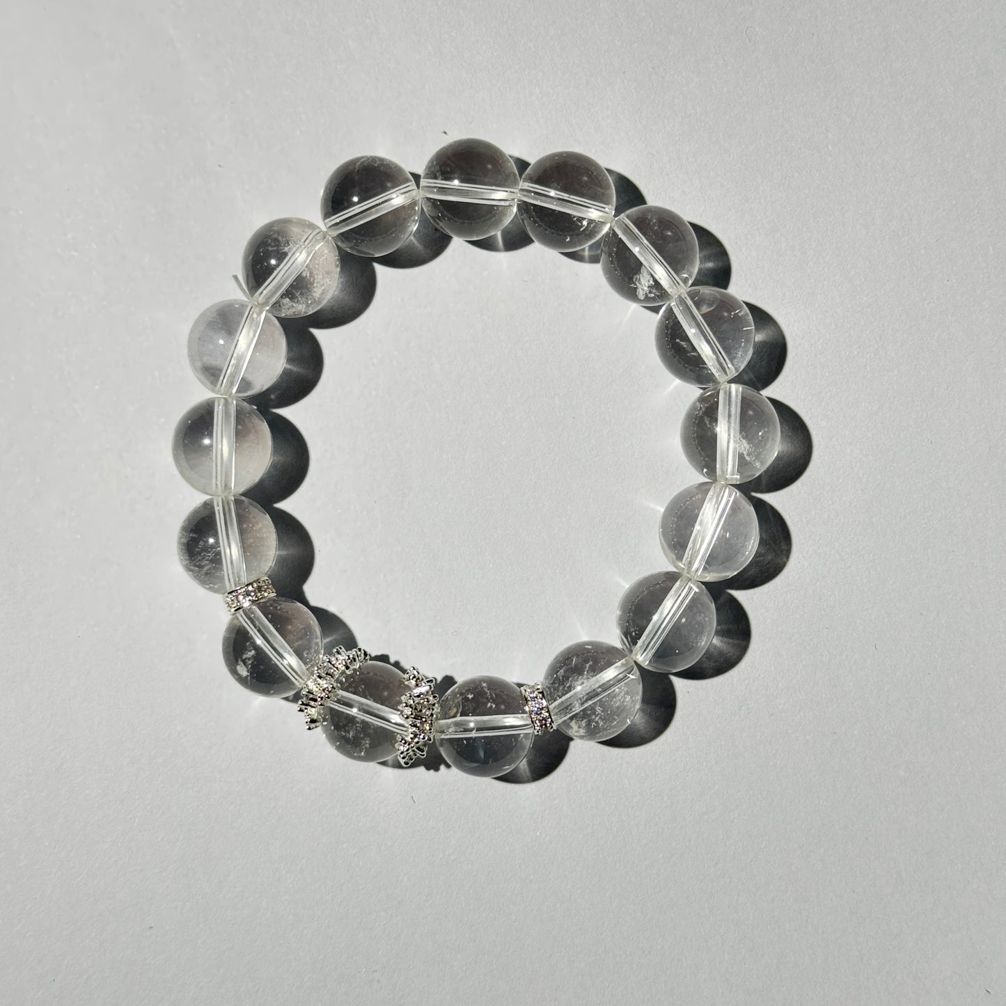 Pure Clear Quartz Energy Bracelet with Silver Charms – Genuine Crystal Healing Jewelry
