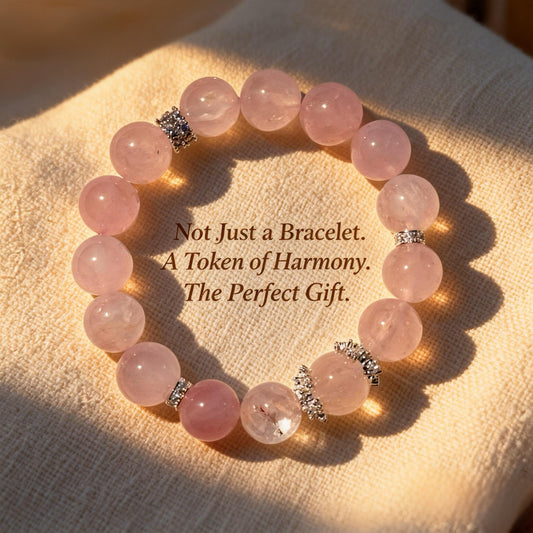Gentle Aura: Rose Quartz Bead Bracelet with Silver Accents