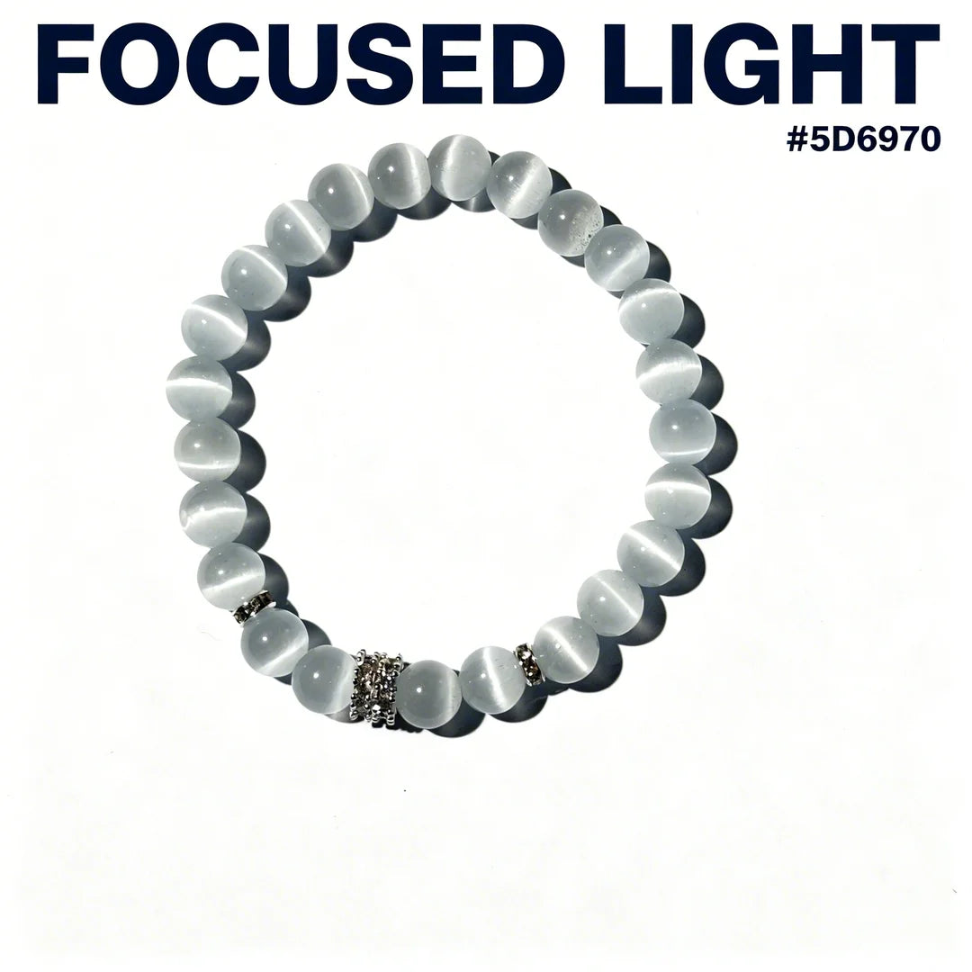 Moonlight Glow Cat’s Eye Quartz Bracelet – Silver Spacer & Sparkling Bead Elegance
