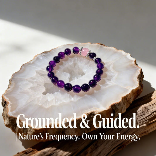 Amethyst & Rose Quartz Energy Bracelet – Soothing Crystal Balance & Protection