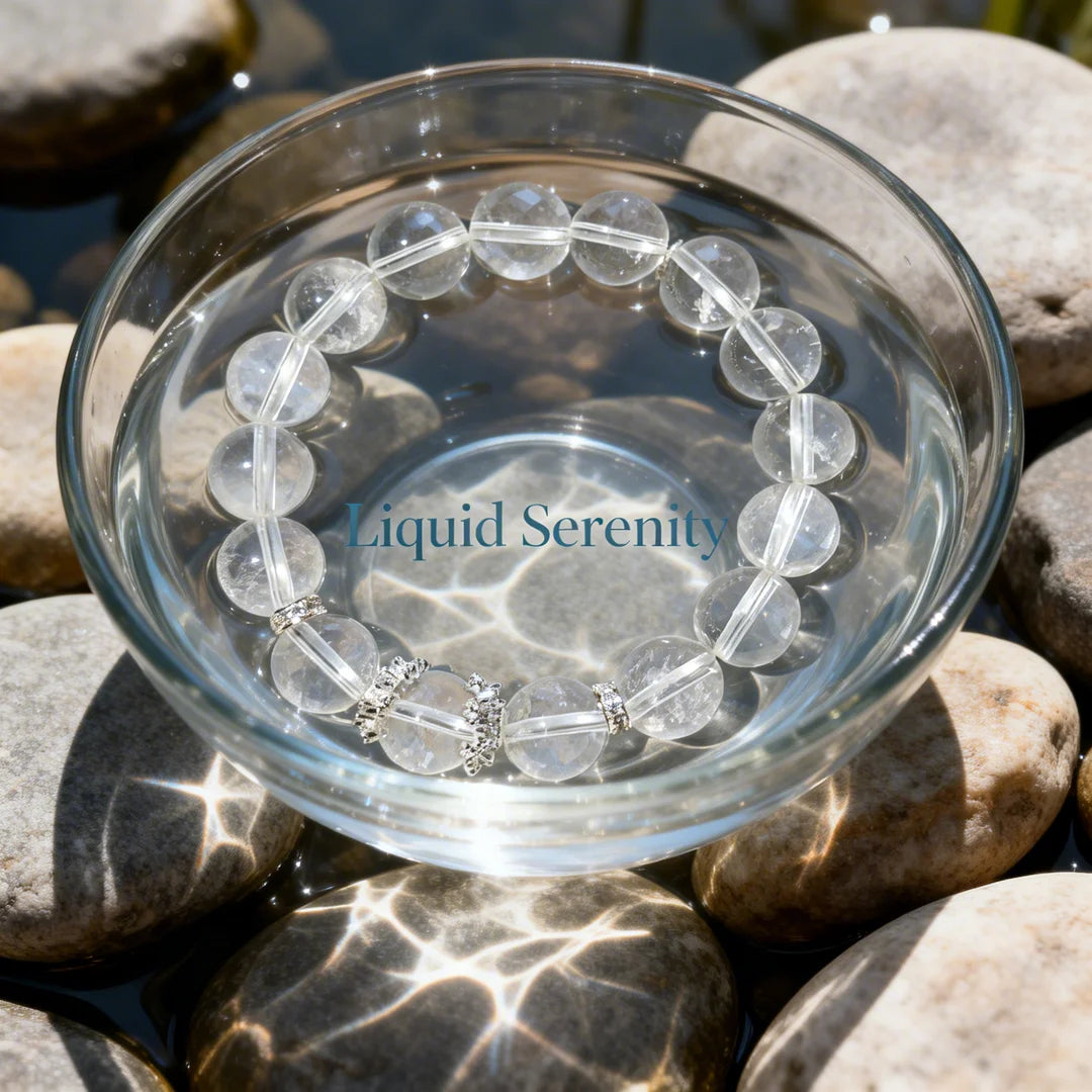 Pure Clear Quartz Energy Bracelet with Silver Charms – Genuine Crystal Healing Jewelry