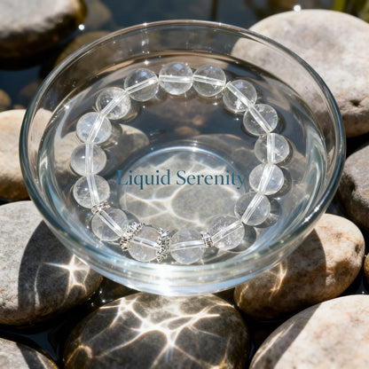 Pure Clear Quartz Energy Bracelet with Silver Charms – Genuine Crystal Healing Jewelry