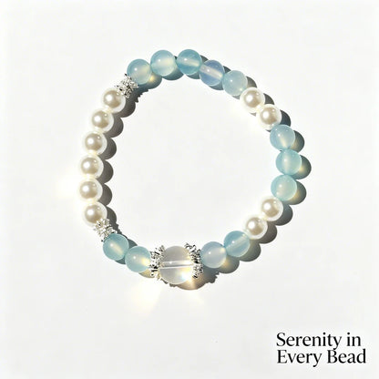 Ocean Serenity Bracelet - Blue Chalcedony, Pearl & Crystal Energy Jewelry
