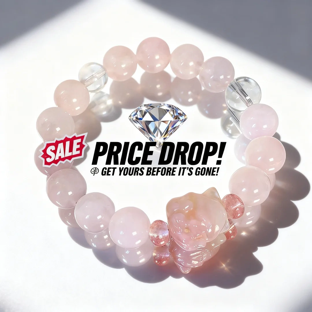 Rose Quartz Nine-Tailed Fox Bracelet: Attract Romantic Luck & Soulful Connections