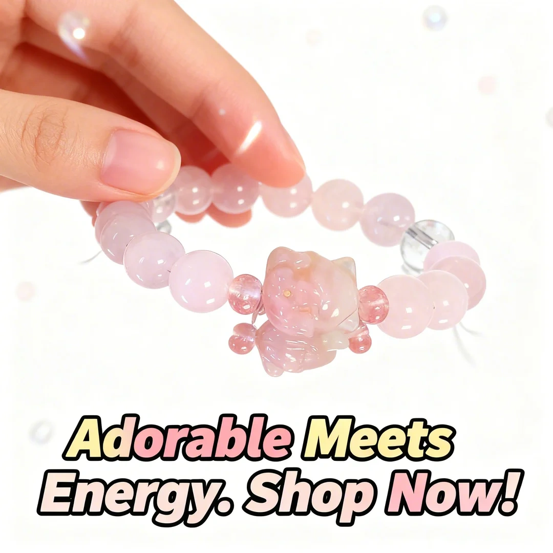 Rose Quartz Nine-Tailed Fox Bracelet: Attract Romantic Luck & Soulful Connections