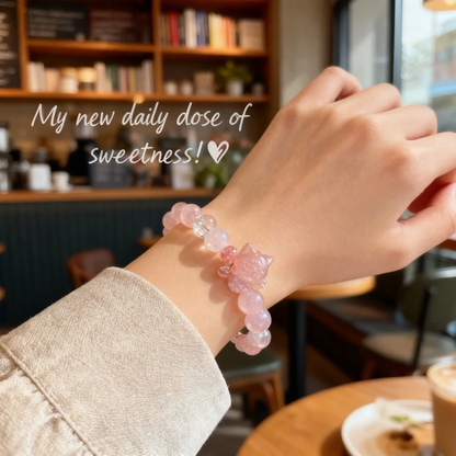 Rose Quartz Nine-Tailed Fox Bracelet: Attract Romantic Luck & Soulful Connections