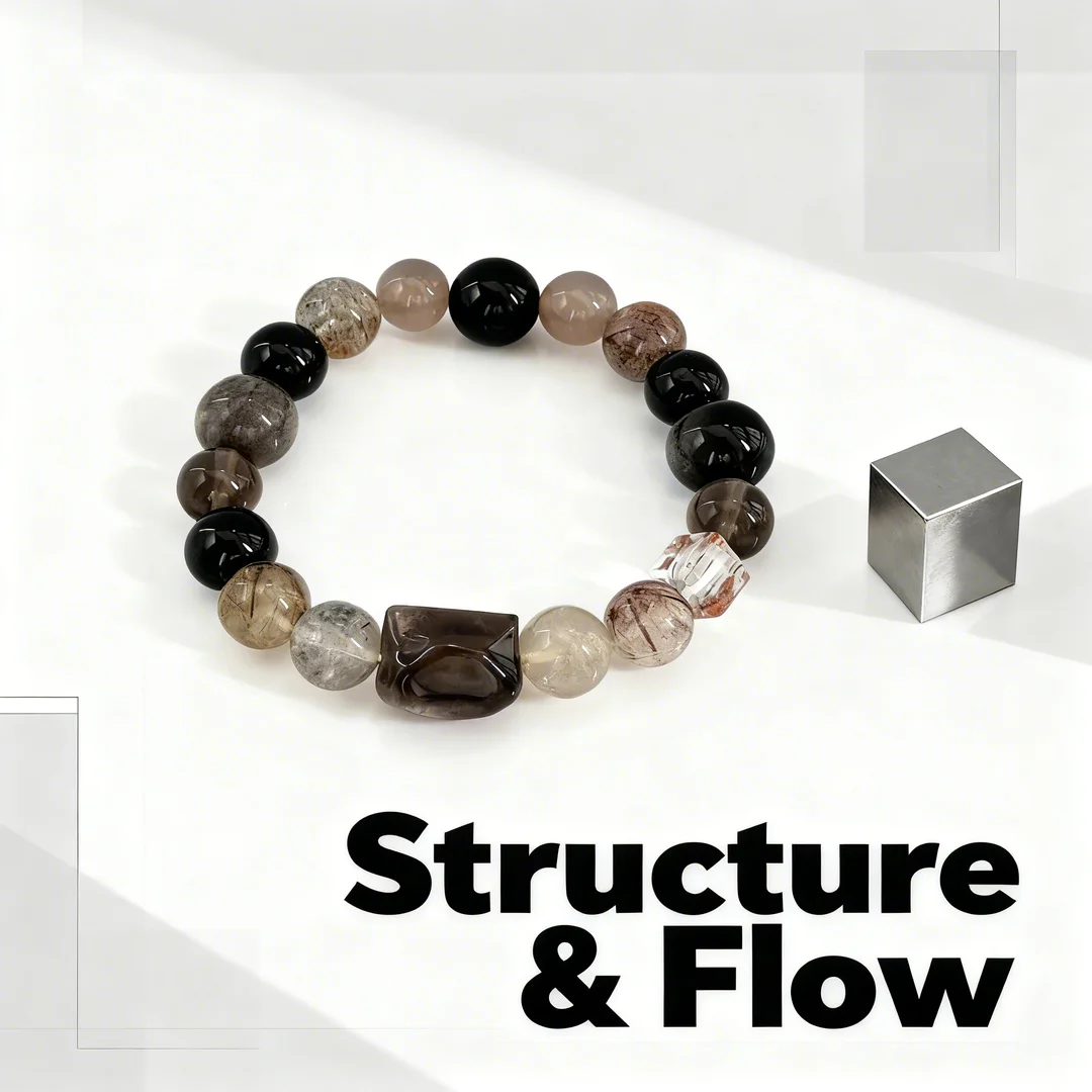 Smoky Quartz & Black Onyx Career Bracelet: Boost Focus, Success & Professional Confidence