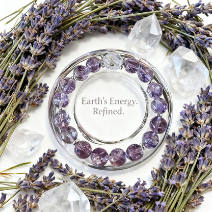 Quiet Luxury Silk Ribbon Bracelet with Faceted Amethyst & Clear Crystal Beads