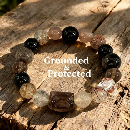 Smoky Quartz & Black Onyx Career Bracelet: Boost Focus, Success & Professional Confidence