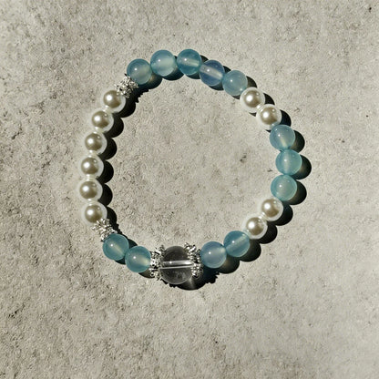 Ocean Serenity Bracelet - Blue Chalcedony, Pearl & Crystal Energy Jewelry