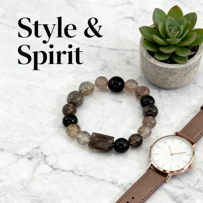 Smoky Quartz & Black Onyx Career Bracelet: Boost Focus, Success & Professional Confidence