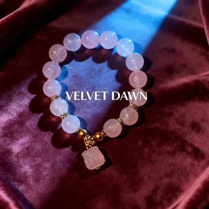 Rose Quartz Love & Luck Bracelet with Gold Beads & Charm